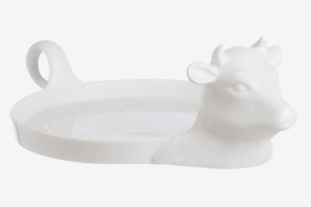 Vassoio Mucca Per Formaggio Burro in porcellana - d 16 25xh9 cm - La porcellana bianca